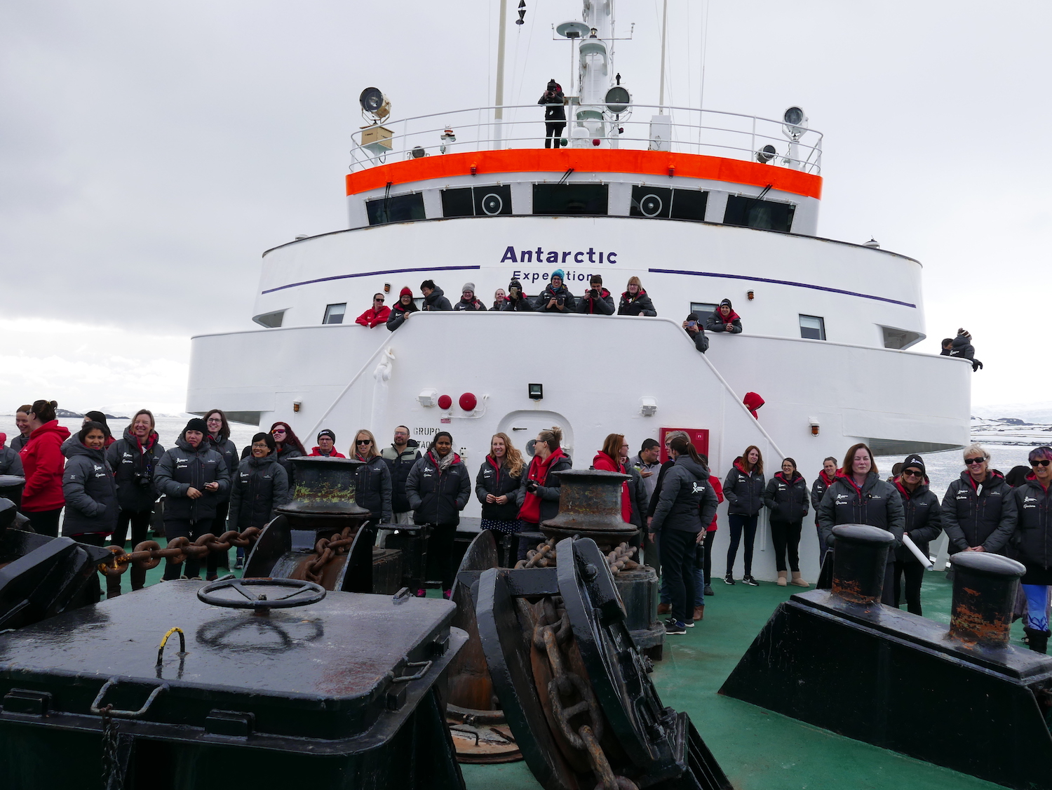 On the bow of the ship