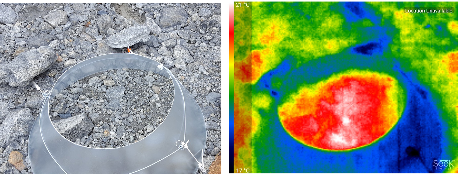 Temperature inside and outside the chamber