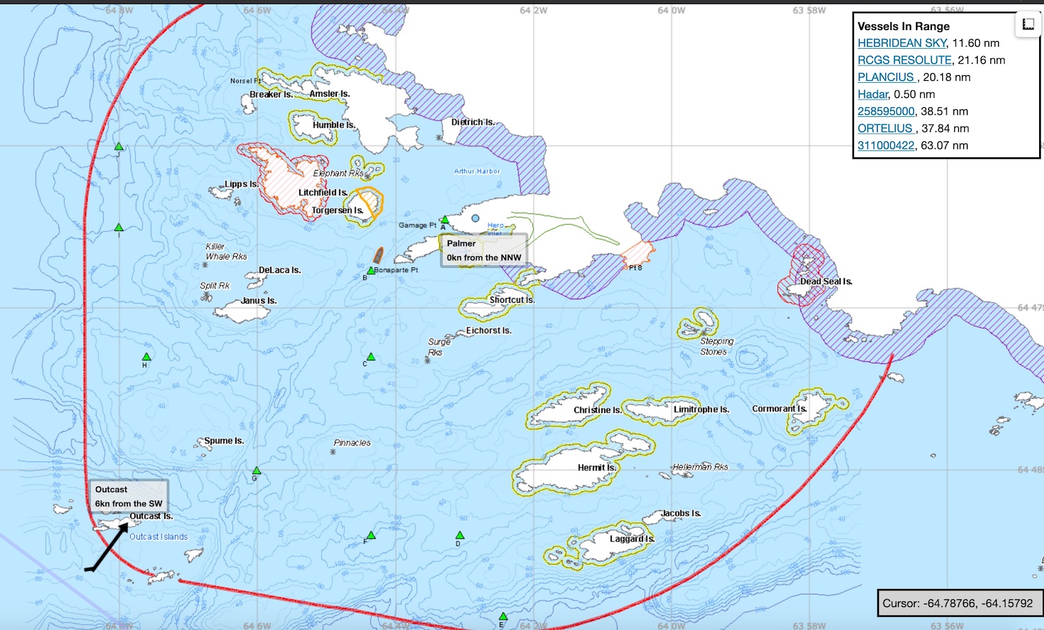 Vessel map with AIS