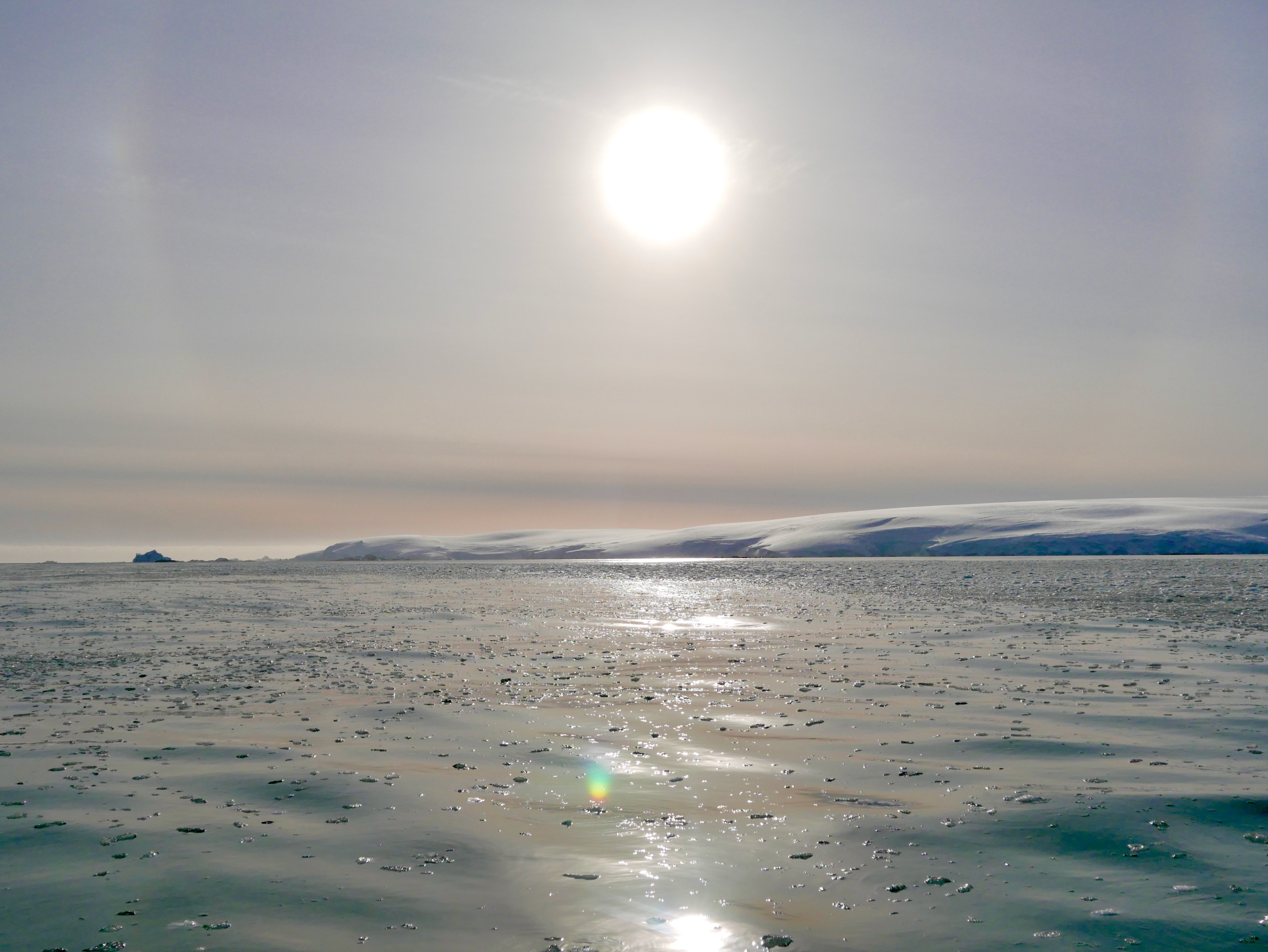 Sun halo and clear water