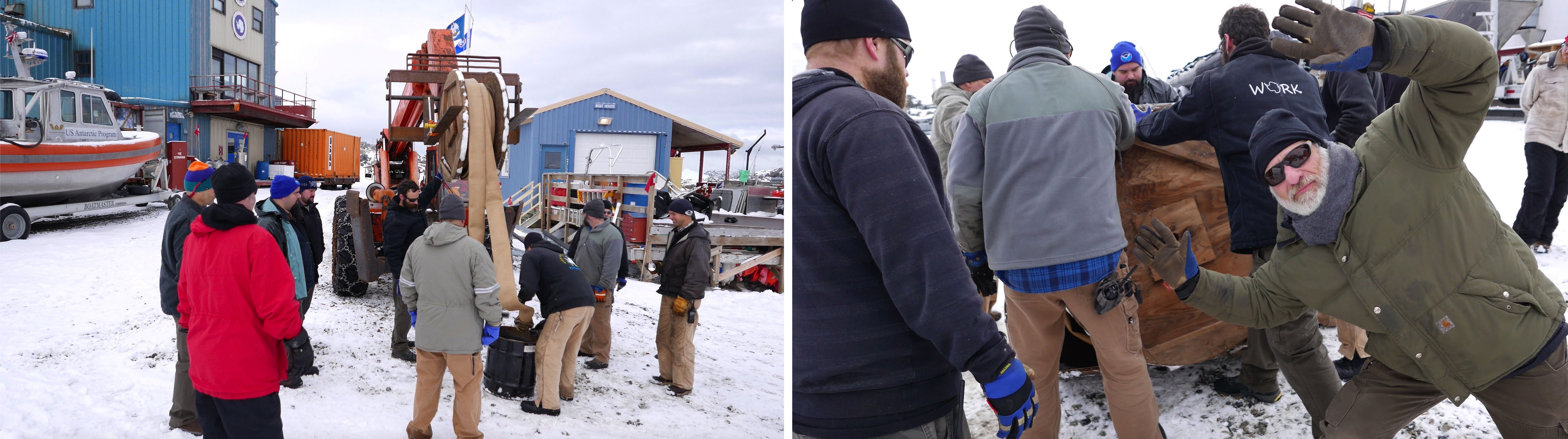 Putting hose on the reel and packing it up in a box